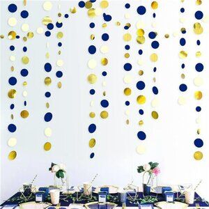 Navy Blue Gold Dot Garland 46FT Polka Dot Banner Party Wedding Baby Shower